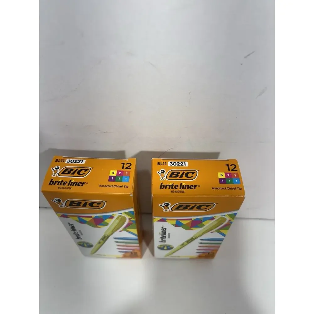 BIC Brite Liner Highlighters, Chisel Tip, 12 Each‎ Pack of Highlighters Lot Of 2